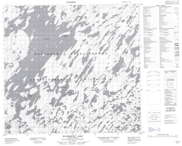Waterbury Lake Topographic map 074I01 at 1:50,000 Scale