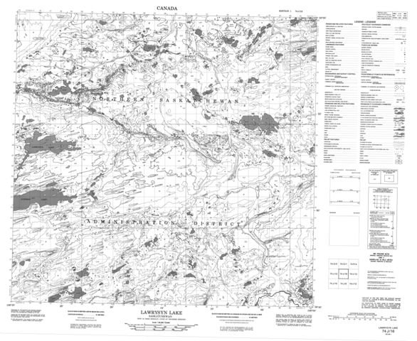 Lawrysyn Lake Topographic map 074J16 at 1:50,000 Scale