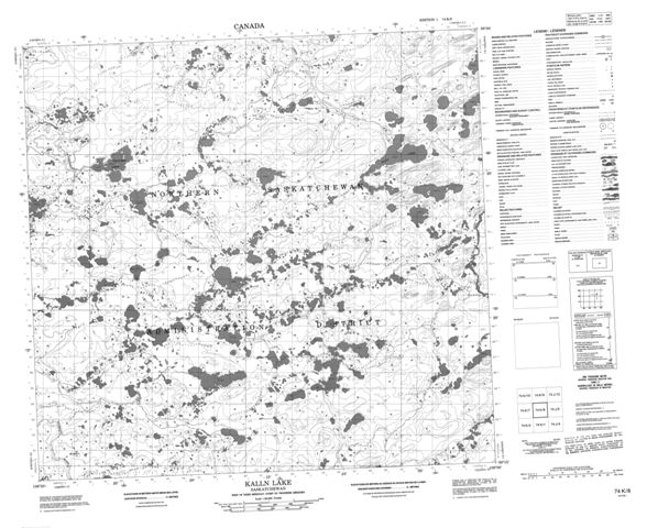 Kalln Lake Topographic map 074K08 at 1:50,000 Scale