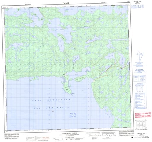 Thluicho Lake Topographic map 074N11 at 1:50,000 Scale