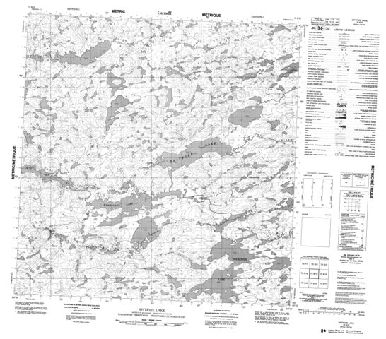 Spitfire Lake Topographic map 075B13 at 1:50,000 Scale