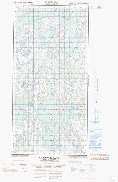 O Connor Lake Topographic map 075E05W at 1:50,000 Scale