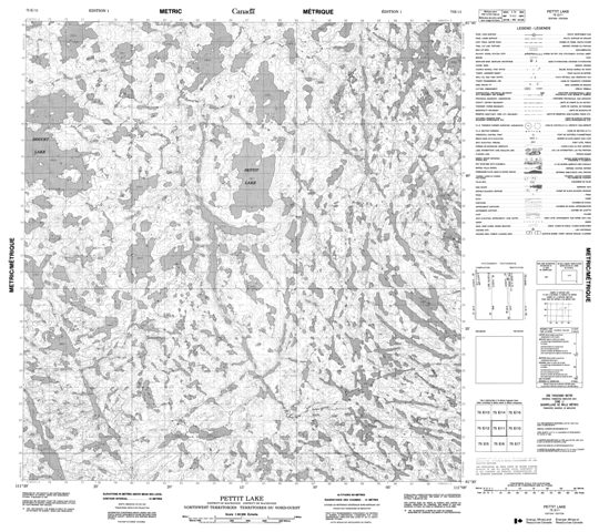 Pettit Lake Topographic map 075E11 at 1:50,000 Scale
