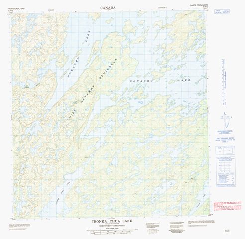 Tronka Chua Lake Topographic map 075F12 at 1:50,000 Scale