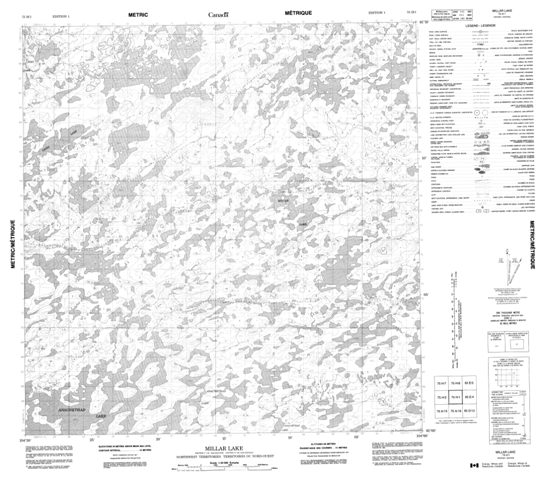 Millar Lake Topographic map 075H01 at 1:50,000 Scale