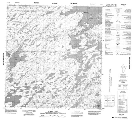 Blake Lake Topographic map 075J01 at 1:50,000 Scale