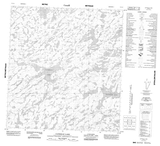 Catholic Lake Topographic map 075J11 at 1:50,000 Scale