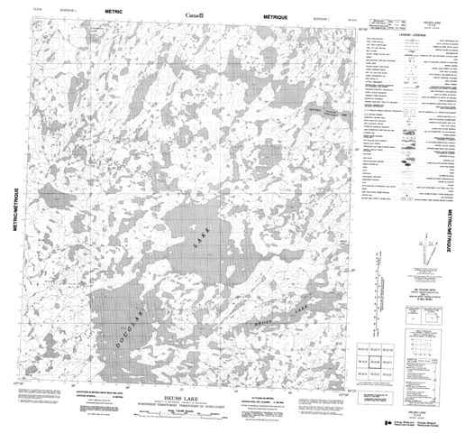 Heuss Lake Topographic map 075O06 at 1:50,000 Scale