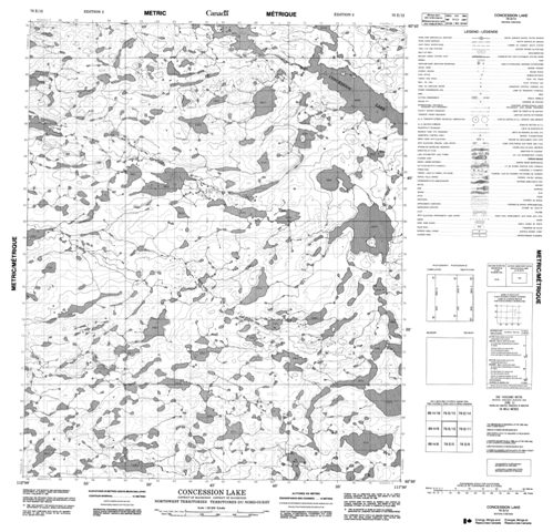 Concession Lake Topographic map 076E12 at 1:50,000 Scale