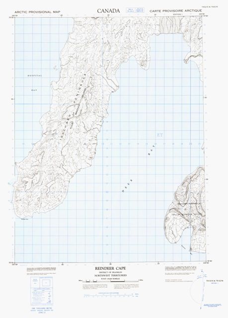 Reindeer Cape Topographic map 079E16 at 1:50,000 Scale