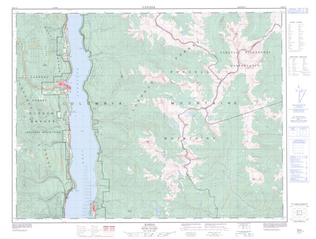 Kaslo Topographic map 082F15 at 1:50,000 Scale