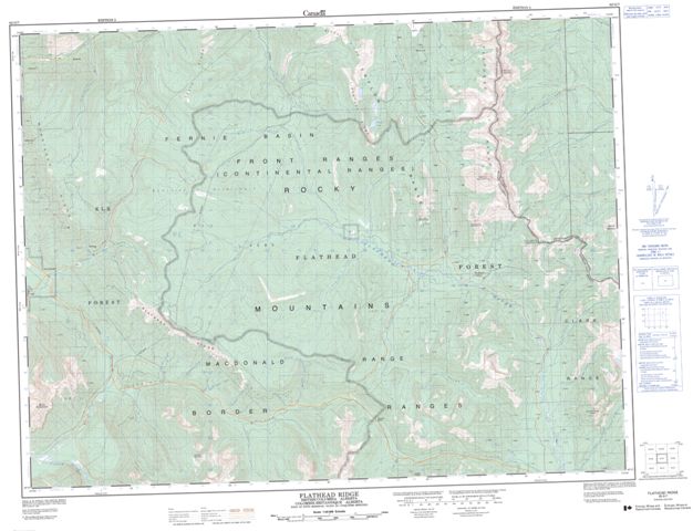 Flathead Ridge Topographic map 082G07 at 1:50,000 Scale