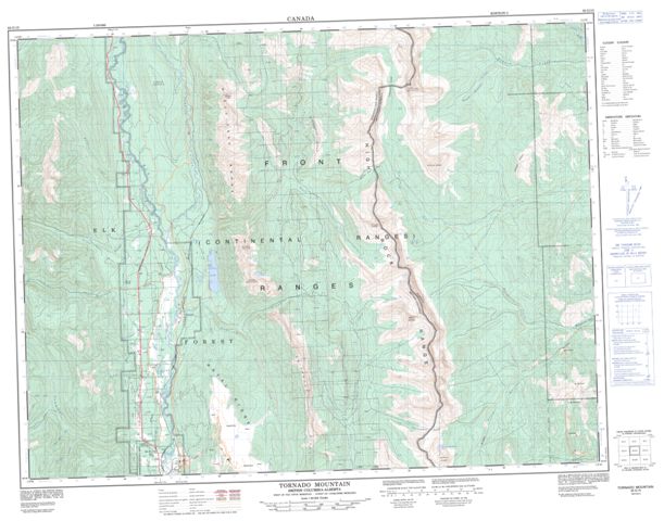 Tornado Mountain Topographic map 082G15 at 1:50,000 Scale