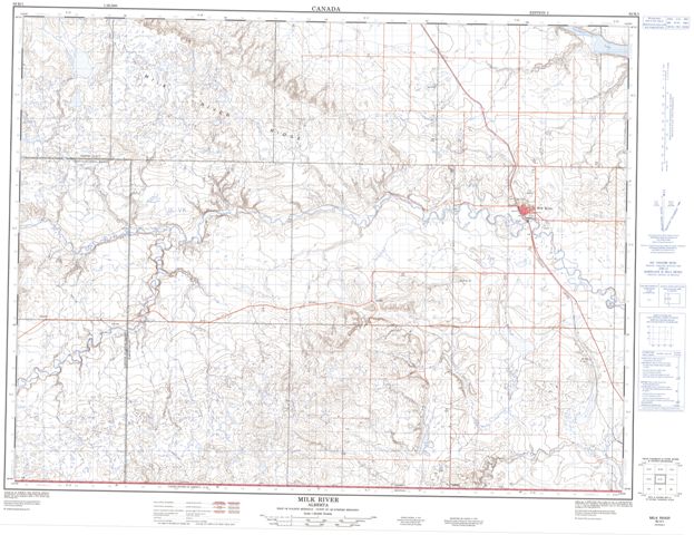 Milk River Topographic map 082H01 at 1:50,000 Scale