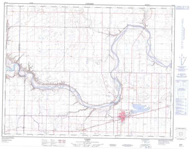 Taber Topographic map 082H16 at 1:50,000 Scale