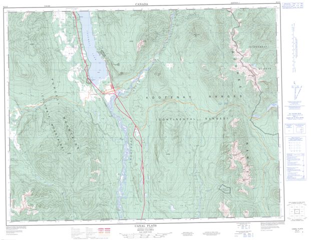 Canal Flats Topographic map 082J04 at 1:50,000 Scale