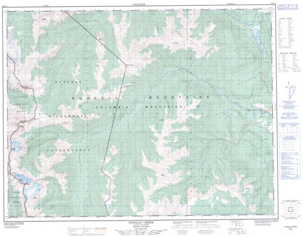 Findlay Creek Topographic map 082K01 at 1:50,000 Scale