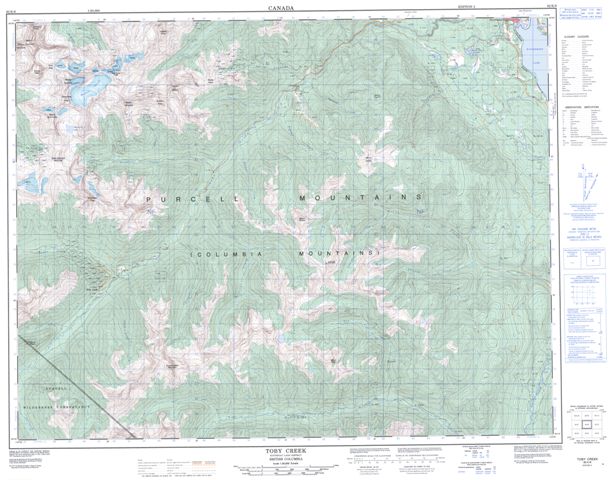 Toby Creek Topographic map 082K08 at 1:50,000 Scale