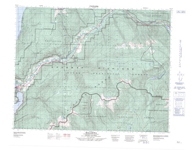 Malakwa Topographic map 082L15 at 1:50,000 Scale