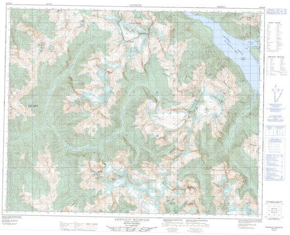 Argonaut Mountain Topographic map 082M16 at 1:50,000 Scale