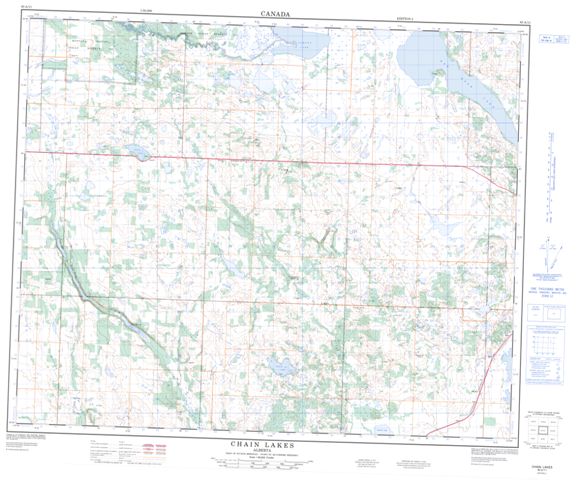 Chain Lakes Topographic map 083A11 at 1:50,000 Scale