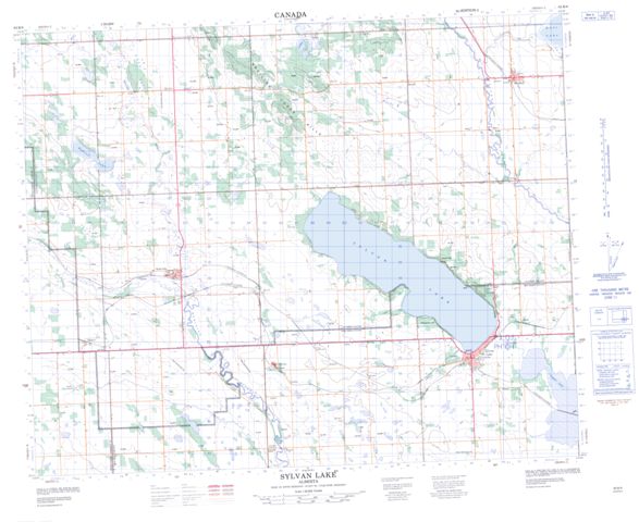 Sylvan Lake Topographic map 083B08 at 1:50,000 Scale