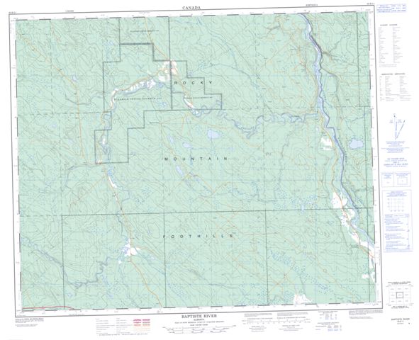 Baptiste River Topographic map 083B11 at 1:50,000 Scale