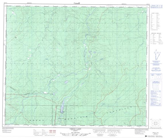 Gregg Lake Topographic map 083F12 at 1:50,000 Scale