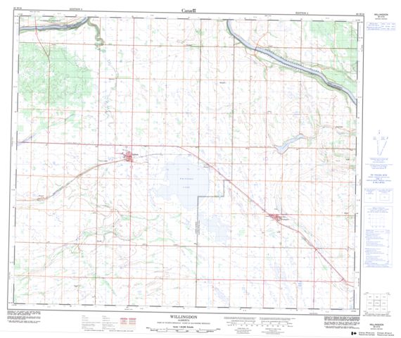 Willingdon Topographic map 083H16 at 1:50,000 Scale