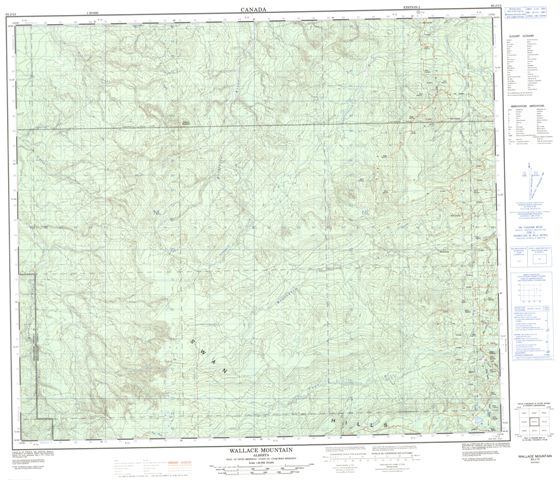 Wallace Mountain Topographic map 083J13 at 1:50,000 Scale
