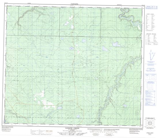 Lignite Creek Topographic map 083L16 at 1:50,000 Scale