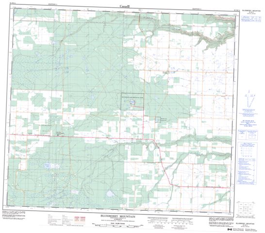 Blueberry Mountain Topographic map 083M14 at 1:50,000 Scale