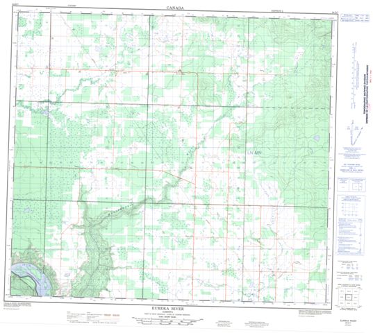 Eureka River Topographic map 084D07 at 1:50,000 Scale