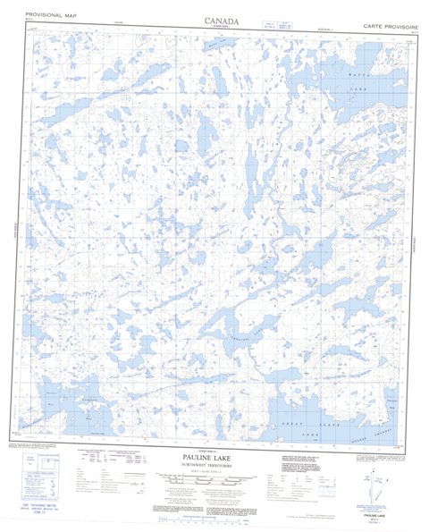 Pauline Lake Topographic map 085I03 at 1:50,000 Scale
