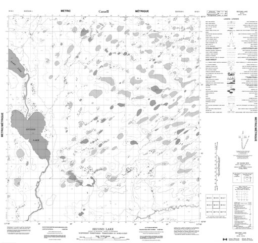 Second Lake Topographic map 085K03 at 1:50,000 Scale