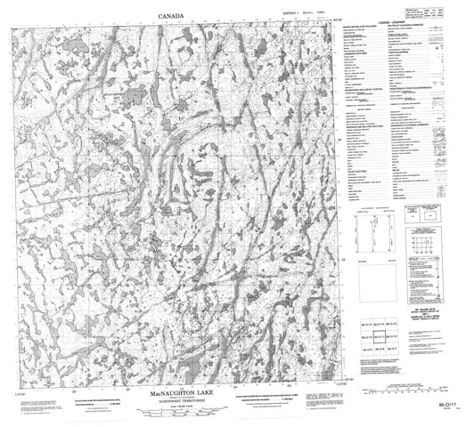 Macnaughton Lake Topographic map 085O11 at 1:50,000 Scale
