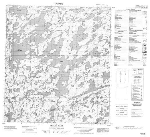Beniah Lake Topographic map 085P08 at 1:50,000 Scale