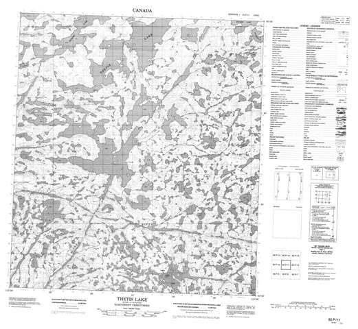 Thetis Lake Topographic map 085P11 at 1:50,000 Scale
