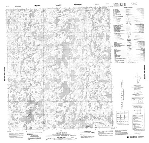 Origin Lake Topographic map 086B11 at 1:50,000 Scale
