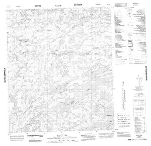 Mesa Lake Topographic map 086B14 at 1:50,000 Scale