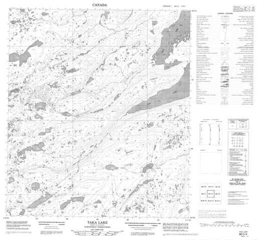 Taka Lake Topographic map 086C04 at 1:50,000 Scale