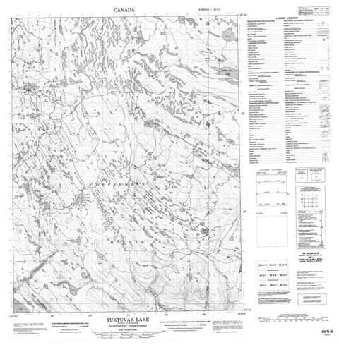 Tuktuvak Lake Topographic map 086N08 at 1:50,000 Scale