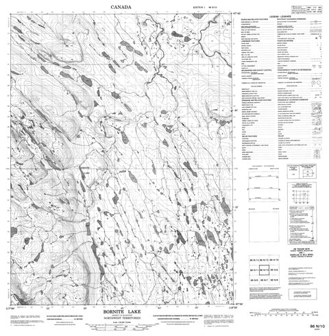 Bornite Lake Topographic map 086N10 at 1:50,000 Scale