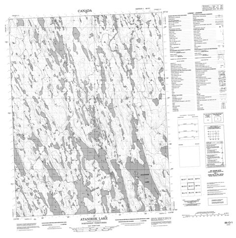 Ataniriik Lake Topographic map 086O01 at 1:50,000 Scale