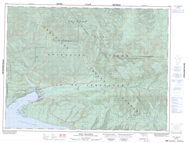 Port Renfrew Topographic map 092C09 at 1:50,000 Scale