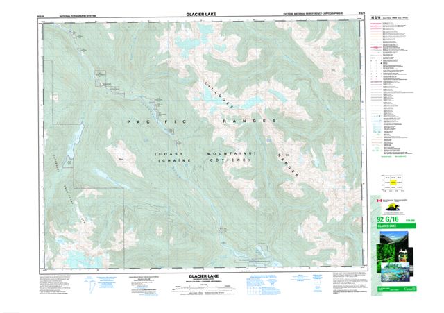 Glacier Lake Topographic map 092G16 at 1:50,000 Scale