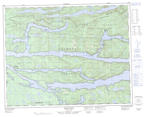 Belize Inlet Topographic map 092M03 at 1:50,000 Scale
