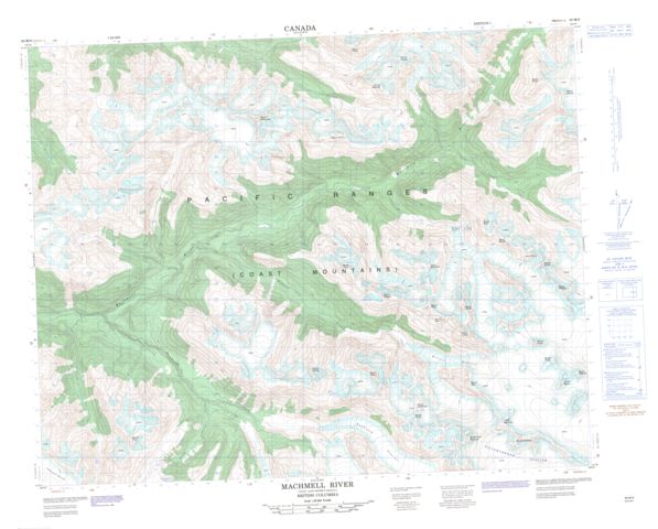 Machmell River Topographic map 092M09 at 1:50,000 Scale