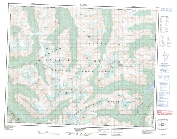 Siva Glacier Topographic map 092N11 at 1:50,000 Scale