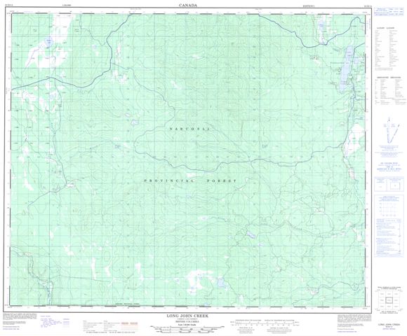 Long John Creek Topographic map 093B14 at 1:50,000 Scale